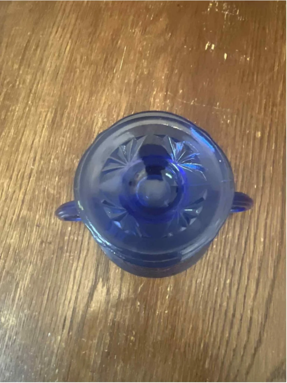 Hazel Atlas Royal Lace Sugar Bowl Cobalt Blue Depression Glass 1930s Vintage HTF